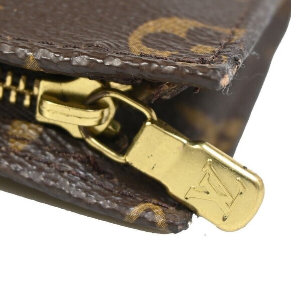 LOUIS VUITTON LV Logo Bucket PM Pouch Bag Monogram Leather Brown Gold - Picture 10 of 15